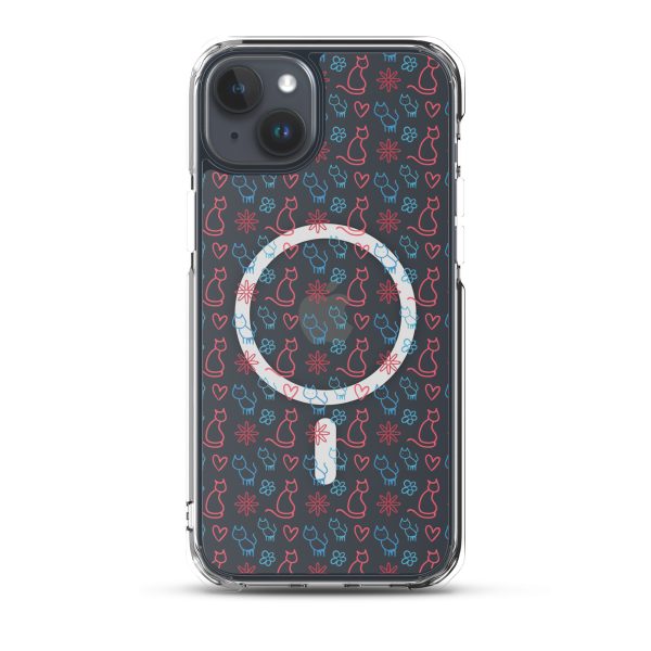 Cats and Flowers Doodle iPhone MagSafe Clear Case