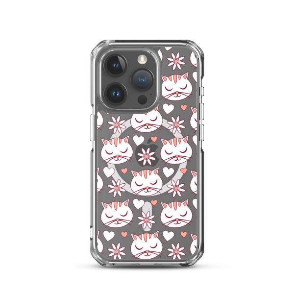 magsafe-clear-case-for-iphone-iphone-15-pro-front-6a1d77427efe5.jpg Cat Flowers and Hearts iPhone MagSafe Clear Case