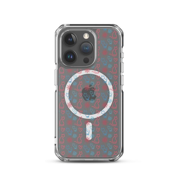 Cats and Flowers Doodle iPhone MagSafe Clear Case