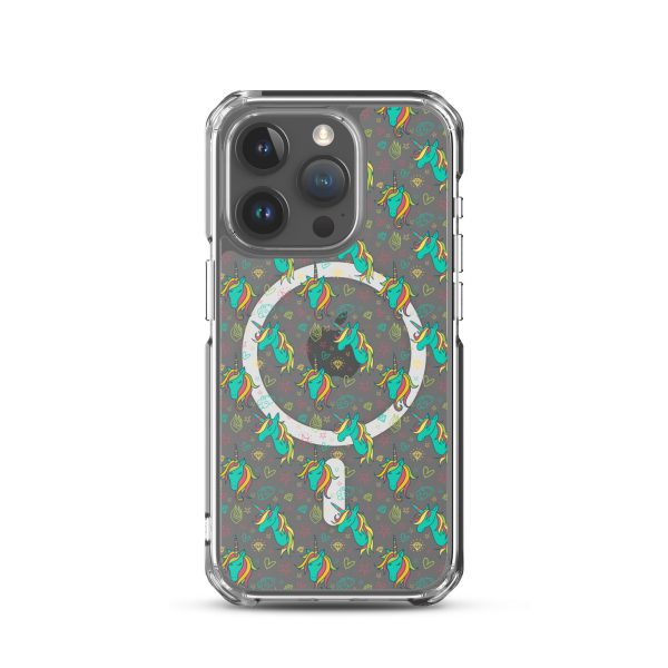 Colorful Unicorn Drawings iPhone MagSafe Clear Case