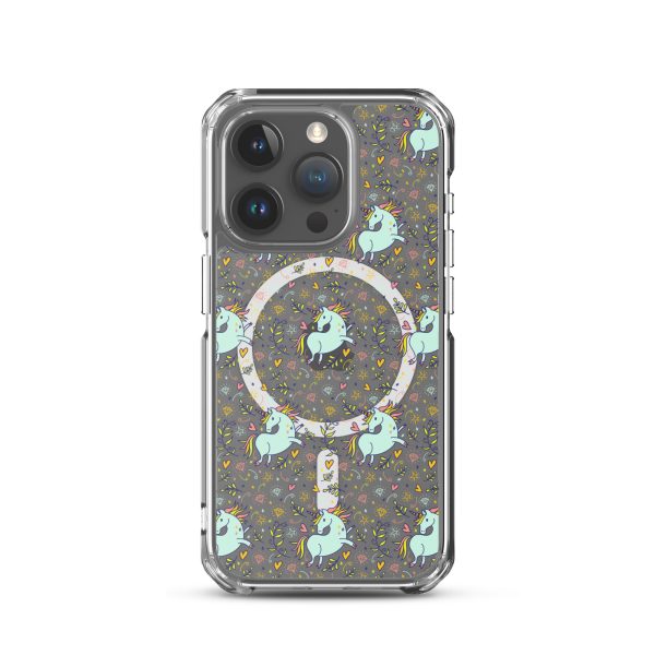 Hand-Drawn Unicorn iPhone MagSafe Clear Case