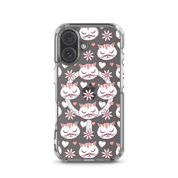 magsafe-clear-case-for-iphone-iphone-16-front-6a1d77427f293.jpg Cat Flowers and Hearts iPhone MagSafe Clear Case