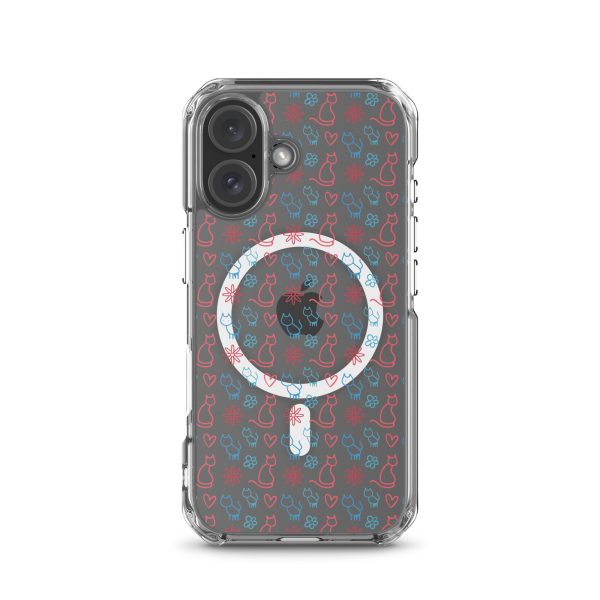 Cats and Flowers Doodle iPhone MagSafe Clear Case
