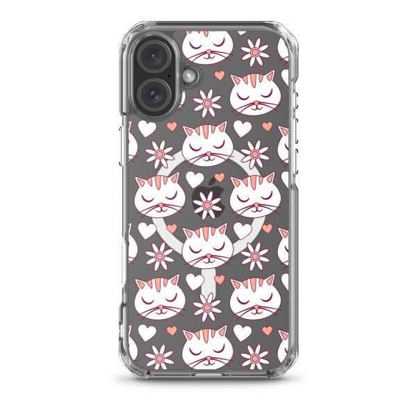 magsafe-clear-case-for-iphone-iphone-16-plus-front-6a1d77427f0f7.jpg Cat Flowers and Hearts iPhone MagSafe Clear Case