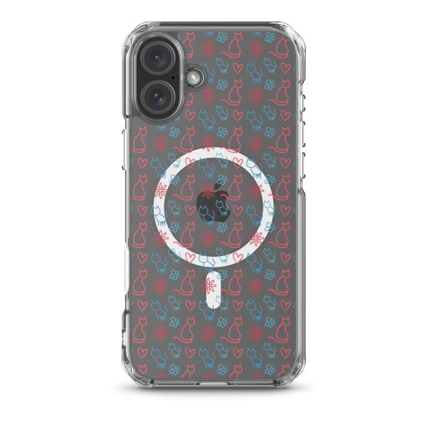 Cats and Flowers Doodle iPhone MagSafe Clear Case