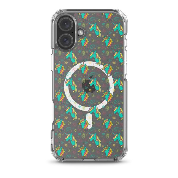 Colorful Unicorn Drawings iPhone MagSafe Clear Case