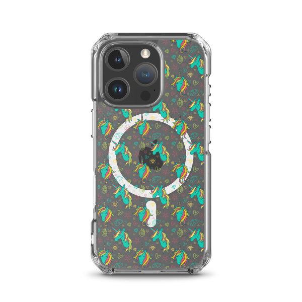 Colorful Unicorn Drawings iPhone MagSafe Clear Case