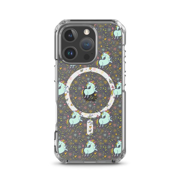 Hand-Drawn Unicorn iPhone MagSafe Clear Case