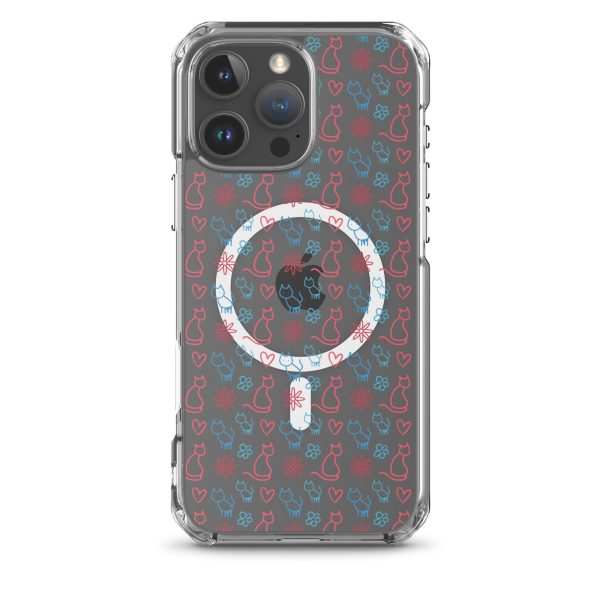 Cats and Flowers Doodle iPhone MagSafe Clear Case