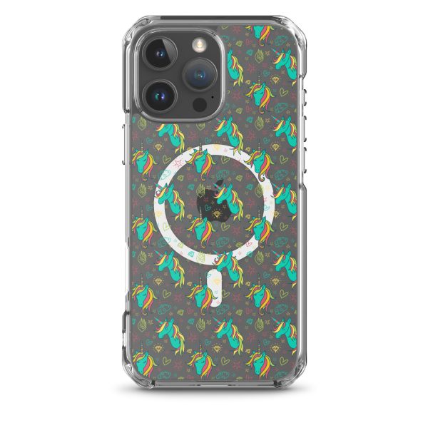 Colorful Unicorn Drawings iPhone MagSafe Clear Case