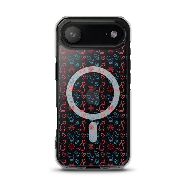 Cats and Flowers Doodle iPhone MagSafe Clear Case