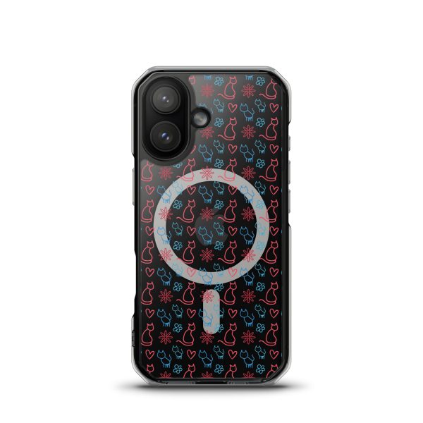 Cats and Flowers Doodle iPhone MagSafe Clear Case