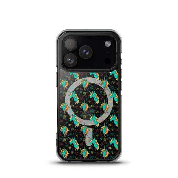 Colorful Unicorn Drawings iPhone MagSafe Clear Case
