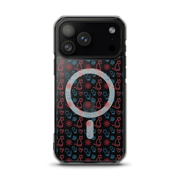 Cats and Flowers Doodle iPhone MagSafe Clear Case