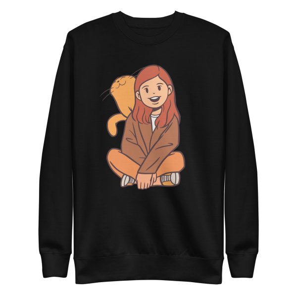 unisex-premium-sweatshirt-black-front-6a1e615c64bad.jpg Girl With Kitten Sweatshirt