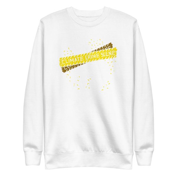 unisex-premium-sweatshirt-white-front-6a1cf7ee81e72.jpg Climate Crime Scene Sweatshirt