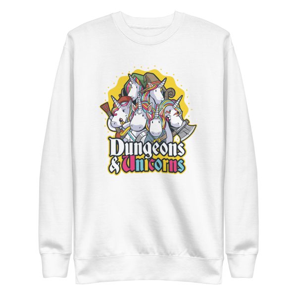 unisex-premium-sweatshirt-white-front-6a1fdf76c7479.jpg Dungeons and Unicorns Sweatshirt