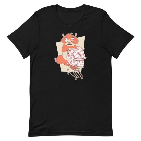 unisex-staple-t-shirt-black-front-6a1d42247a2d5.jpg Hamster Panic Buying T-Shirt