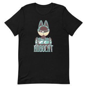 unisex-staple-t-shirt-black-front-6a1eb59525390.jpg Robocat T-Shirt