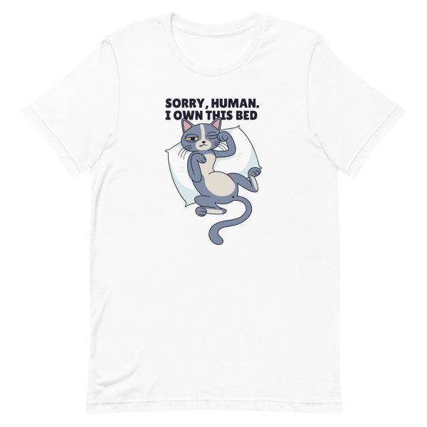 unisex-staple-t-shirt-white-front-6a1d3fdace526.jpg Sleepy Cat T-Shirt