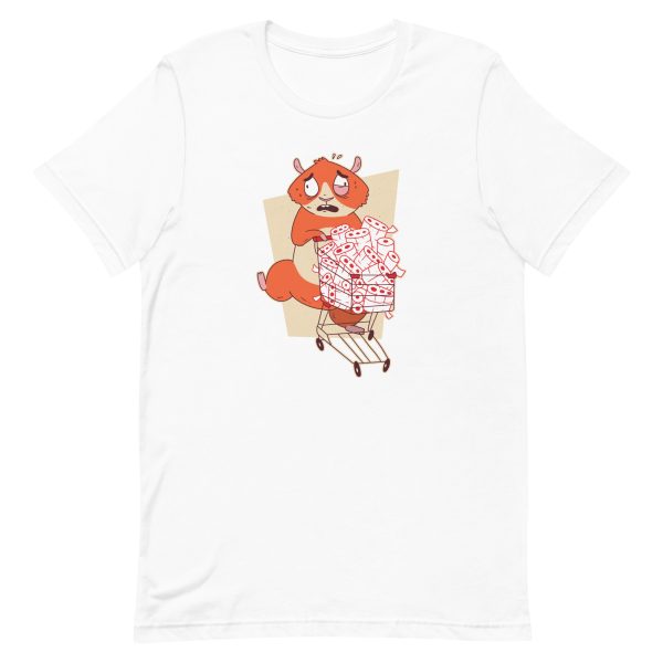 unisex-staple-t-shirt-white-front-6a1d4224754a1.jpg Hamster Panic Buying T-Shirt