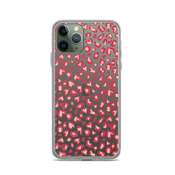 Leopard Heart Print iPhone Clear Case