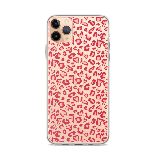 Leopard Heart Print iPhone Clear Case