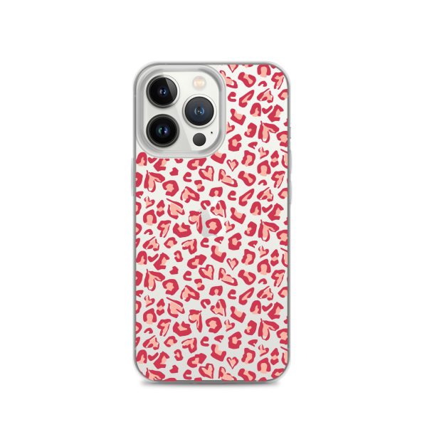 Leopard Heart Print iPhone Clear Case