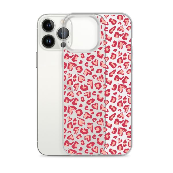 Leopard Heart Print iPhone Clear Case