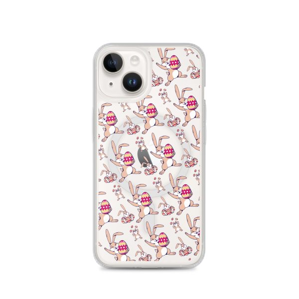 magsafe-clear-case-for-iphone-iphone-14-front-6a53c34397a12.jpg Easter Bunny With Egg iPhone MagSafe Clear Case