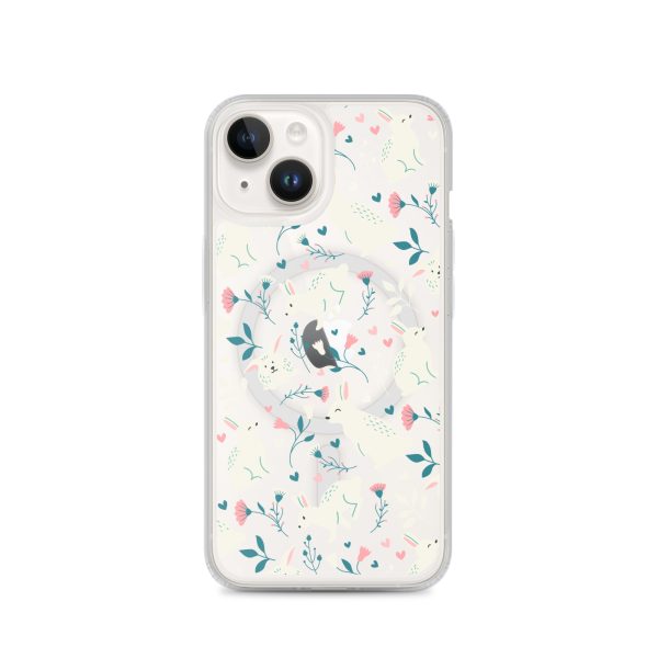 magsafe-clear-case-for-iphone-iphone-14-front-6a53c3dc3a648.jpg Easter Cute Rabbits iPhone MagSafe Clear Case