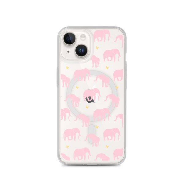 Seamless Elephant Silhouette iPhone MagSafe Clear Case
