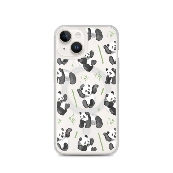 Watercolor Panda Bear iPhone MagSafef Clear Case