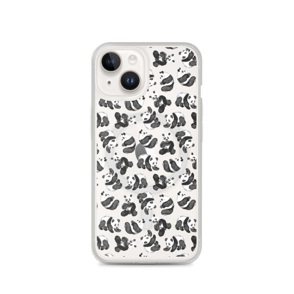 Watercolor Panda Bears iPhone MagSafe Clear Case