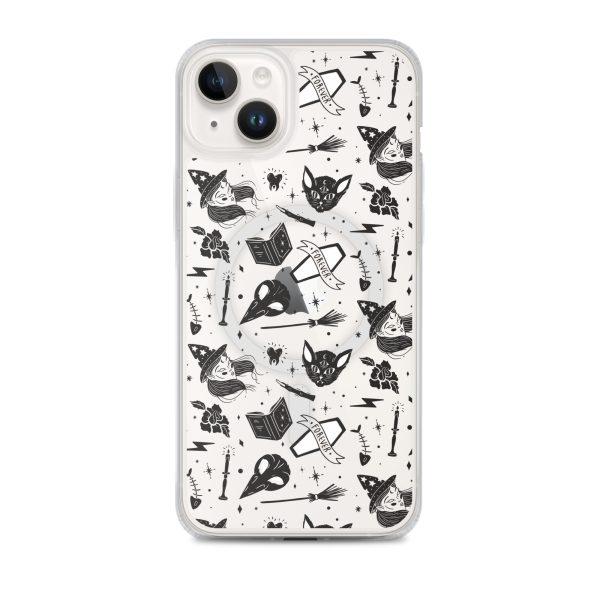 Black and White Halloween iPhone MagSafe Clear Case