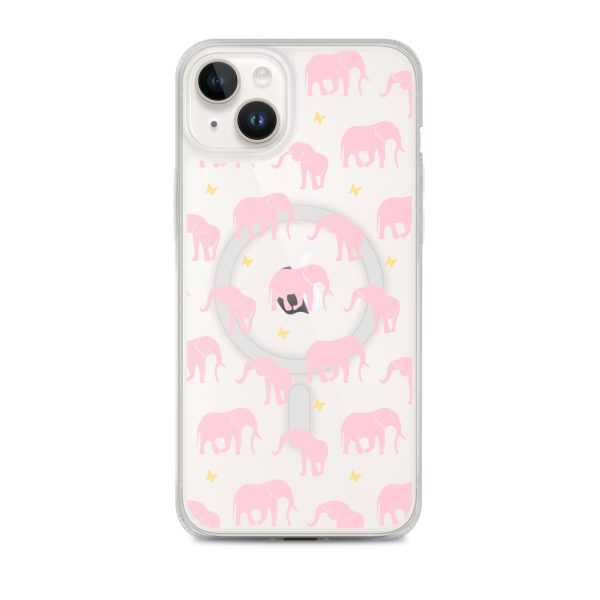 Seamless Elephant Silhouette iPhone MagSafe Clear Case