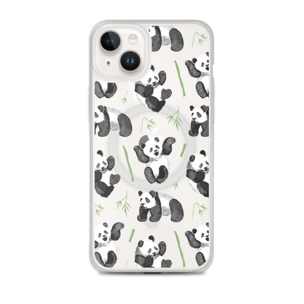 Watercolor Panda Bear iPhone MagSafef Clear Case