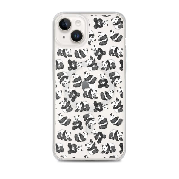 Watercolor Panda Bears iPhone MagSafe Clear Case