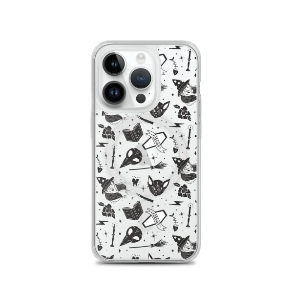 Black and White Halloween iPhone MagSafe Clear Case
