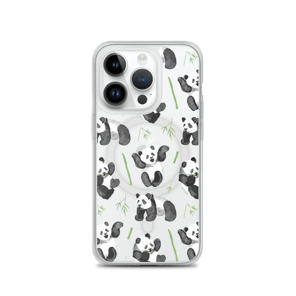 Watercolor Panda Bear iPhone MagSafef Clear Case