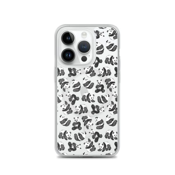 Watercolor Panda Bears iPhone MagSafe Clear Case