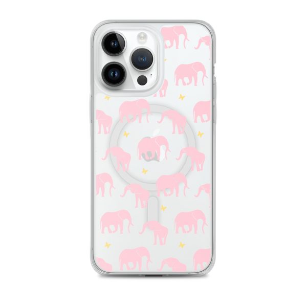 Seamless Elephant Silhouette iPhone MagSafe Clear Case