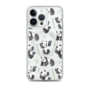 Watercolor Panda Bear iPhone MagSafef Clear Case