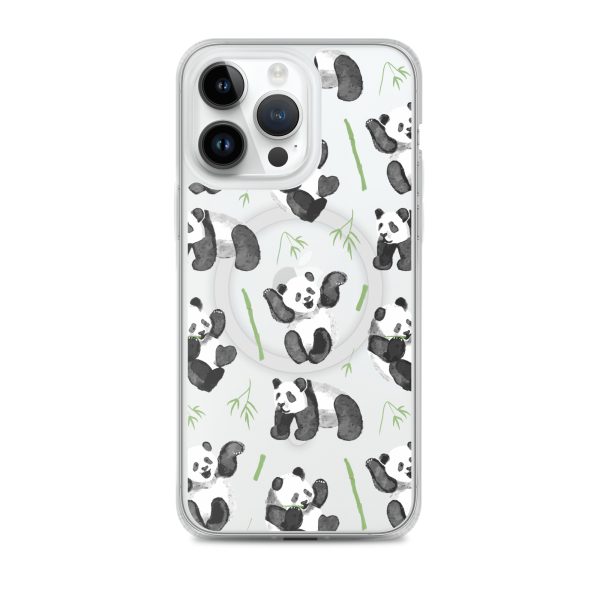 Watercolor Panda Bear iPhone MagSafef Clear Case