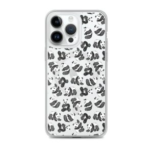 Watercolor Panda Bears iPhone MagSafe Clear Case