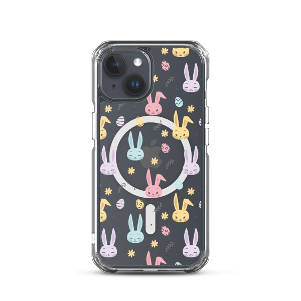 Colorful Bunnies Easter iPhone MagSafe Clear Case