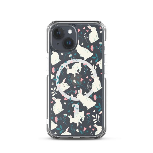 magsafe-clear-case-for-iphone-iphone-15-front-6a53c3dc3a7a5.jpg Easter Cute Rabbits iPhone MagSafe Clear Case
