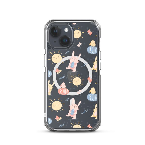 magsafe-clear-case-for-iphone-iphone-15-front-6a53c5029f917.jpg Easter Egg and Bunnies iPhone MagSaffe Clear Case