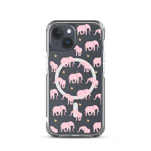 Seamless Elephant Silhouette iPhone MagSafe Clear Case