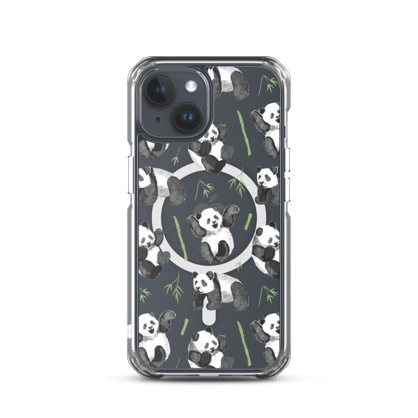 Watercolor Panda Bear iPhone MagSafef Clear Case